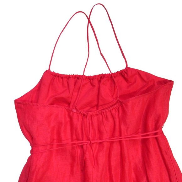 NWT Banana Republic Ramie Gathered Maxi in Strawberry Delight Dress L - Picture 9 of 10